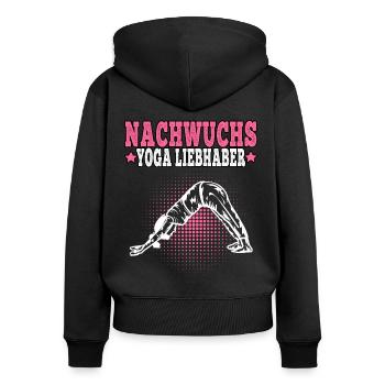 Nachwuchs Yoga Liebhaber Namasté Meditation - Frauen Premium Bio Zip Hoodie - Schwarz - Hinten - Julia (174cm)