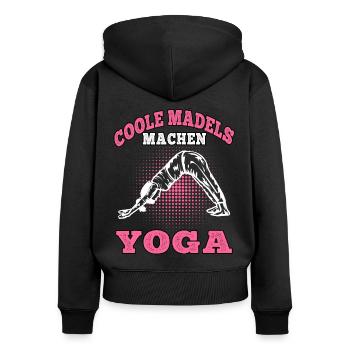 Coole Mädels machen Yoga Namasté Meditation - Frauen Premium Bio Zip Hoodie - Schwarz - Hinten - Julia (174cm)