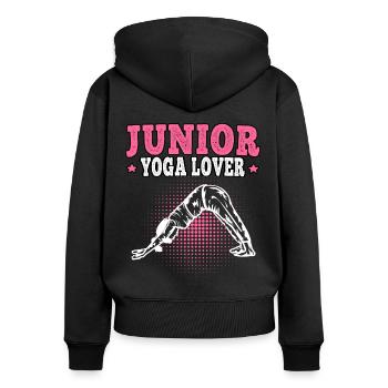 Jeunes amateurs de yoga méditation Namasté - Sweat à capuche zippé Premium bio Femme - noir - Dos - Julia (174cm)
