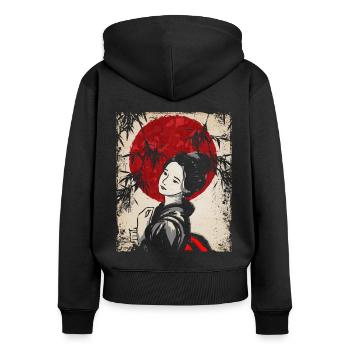 Geisha Japanische Kunst Vintage Retro Frauen - Frauen Premium Bio Zip Hoodie - Schwarz - Hinten - Julia (174cm)