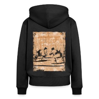 Sumo Wrestler Japanese Art Vintage Retro - Women's Premium Organic Zip Hoodie - black - Back - Julia (174cm)