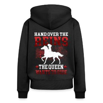 Queen veut monter à cheval Rider Rider - Sweat à capuche zippé Premium bio Femme - noir - Dos - Julia (174cm)