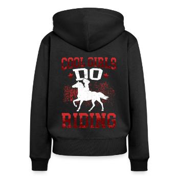 Cool Girls Riding on Horse Rider Rider - Women's Premium Organic Zip Hoodie - black - Back - Julia (174cm)