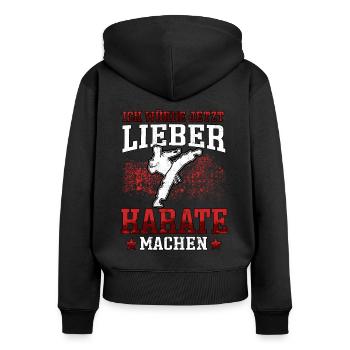 Lieber Karate Karateka asiatischer Kampfsport - Frauen Premium Bio Zip Hoodie - Schwarz - Hinten - Julia (174cm)