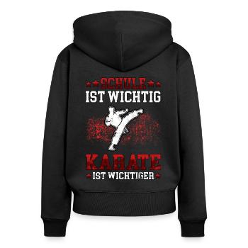 Karate wichtiger Karateka asiatischer Kampfsport - Frauen Premium Bio Zip Hoodie - Schwarz - Hinten - Julia (174cm)