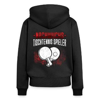 Tischtennis Nachwuchs Tischtennisspieler - Frauen Premium Bio Zip Hoodie - Schwarz - Hinten - Julia (174cm)