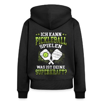 Pickelball Ich kann Pickleball spielen - Frauen Premium Bio Zip Hoodie - Schwarz - Hinten - Julia (174cm)