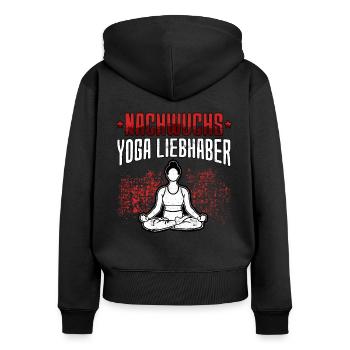 Nachwuchs Yoga Liebhaber Namasté Meditation - Frauen Premium Bio Zip Hoodie - Schwarz - Hinten - Julia (174cm)