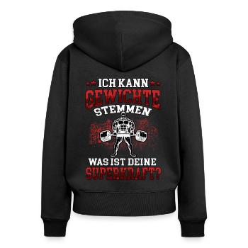 Ich kann Gewichte stemmen Workout Fitness Pumpen - Frauen Premium Bio Zip Hoodie - Schwarz - Hinten - Julia (174cm)
