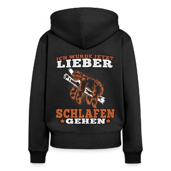 Faultier würde lieber schlafen gehen Faulenzer - Frauen Premium Bio Zip Hoodie - Schwarz - Hinten - Julia (174cm)