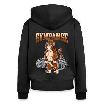 Fitness Training Pumps Gympanse at Deadlift - Sweat à capuche zippé Premium bio Femme - noir - Dos - Julia (174cm)