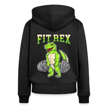 Pompe d’entraînement physique Fitrex Dino pendant le soulevé de terre - Sweat à capuche zippé Premium bio Femme - noir - Dos - Julia (174cm)