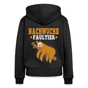 Nachwuchs Faultier Ich geh schlafen faul Faulenzer - Frauen Premium Bio Zip Hoodie - Schwarz - Hinten - Julia (174cm)