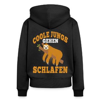 Faultier Coole Jungs gehen schlafen faul Faulenzer - Frauen Premium Bio Zip Hoodie - Schwarz - Hinten - Julia (174cm)