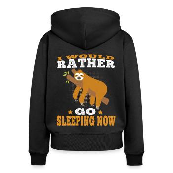 Faultier würde lieber schlafen gehen Faulenzer - Frauen Premium Bio Zip Hoodie - Schwarz - Hinten - Julia (174cm)