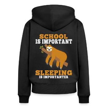 Sloth sleeping is more important lazy lazy - Women's Premium Organic Zip Hoodie - black - Back - Julia (174cm)