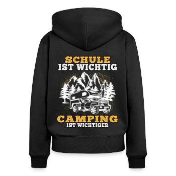 camping ist wichtiger campen Wohnwagen Urlaub - Frauen Premium Bio Zip Hoodie - Schwarz - Hinten - Julia (174cm)