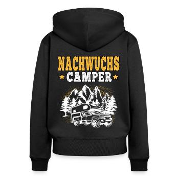camping Nachwuchs campen Wohnwagen Urlaub - Frauen Premium Bio Zip Hoodie - Schwarz - Hinten - Julia (174cm)