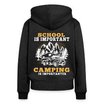 Le camping est plus important camping caravane vacances - Sweat à capuche zippé Premium bio Femme - noir - Dos - Julia (174cm)