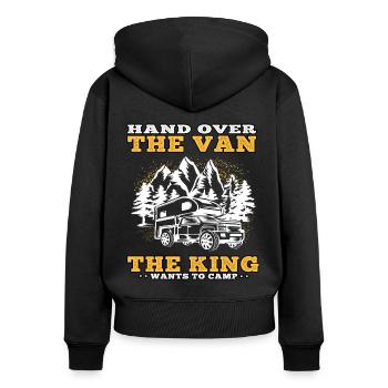 camping king wants camping caravan holidays - Women's Premium Organic Zip Hoodie - black - Back - Julia (174cm)