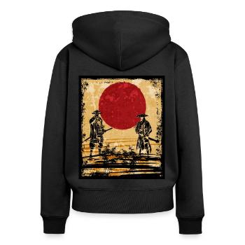 Samouraï Art Japonais Vintage Fighter Rétro - Sweat à capuche zippé Premium bio Femme - noir - Dos - Julia (174cm)