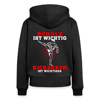 Kickboxen ist wichtiger Muay Thai Kampfsport - Frauen Premium Bio Zip Hoodie - Schwarz - Hinten - Julia (174cm)