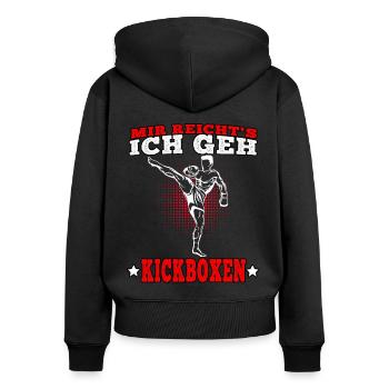Kickboxer ich geh Kickboxen Muay Thai Kampfsport - Frauen Premium Bio Zip Hoodie - Schwarz - Hinten - Julia (174cm)