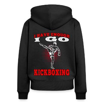 Kickboxer ich geh Kickboxen Muay Thai Kampfsport - Frauen Premium Bio Zip Hoodie - Schwarz - Hinten - Julia (174cm)