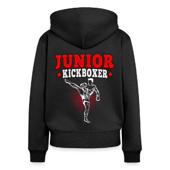 Kickboxen Nachwuchs Kickboxer Muay Thai Kampfsport - Frauen Premium Bio Zip Hoodie - Schwarz - Hinten - Julia (174cm)
