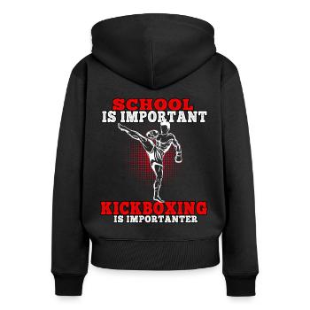 Le kickboxing est un art martial Muay Thai important - Sweat à capuche zippé Premium bio Femme - noir - Dos - Julia (174cm)