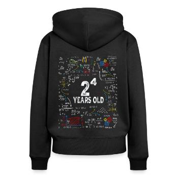 Deux à la puissance de quatre = 16 ans - Mathématiques - Sweat à capuche zippé Premium bio Femme - noir - Dos - Julia (174cm)