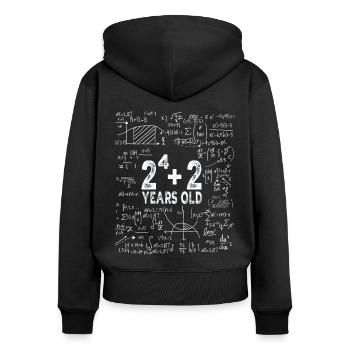 Deux à la puissance de quatre = 18 ans - Mathématiques - Sweat à capuche zippé Premium bio Femme - noir - Dos - Julia (174cm)