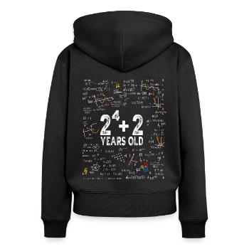 Deux à la puissance quatre = 18 ans - Mathématiques - Sweat à capuche zippé Premium bio Femme - noir - Dos - Julia (174cm)