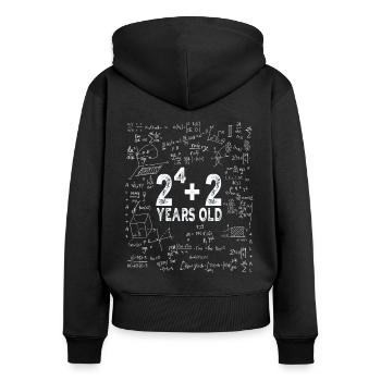 Deux à la puissance quatre = 18 ans - Mathématiques - Sweat à capuche zippé Premium bio Femme - noir - Dos - Julia (174cm)