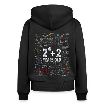 Deux à la puissance quatre = 18 ans - Mathématiques - Sweat à capuche zippé Premium bio Femme - noir - Dos - Julia (174cm)