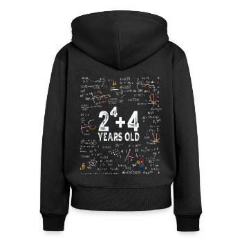 Deux à la puissance de quatre = 20 ans - Mathématiques - Sweat à capuche zippé Premium bio Femme - noir - Dos - Julia (174cm)