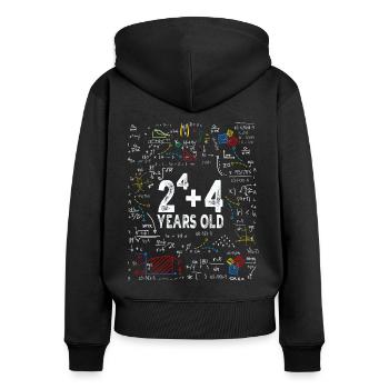 Deux à la puissance de quatre = 20 ans - Mathématiques - Sweat à capuche zippé Premium bio Femme - noir - Dos - Julia (174cm)