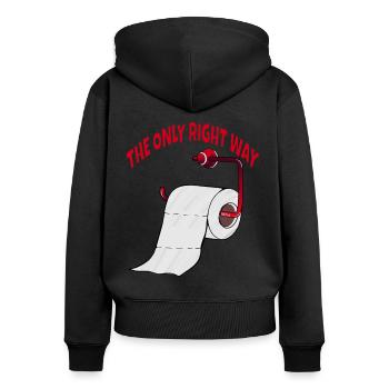 Toilettenpapier Der Richtige Weg lustiges - Frauen Premium Bio Zip Hoodie - Schwarz - Hinten - Julia (174cm)