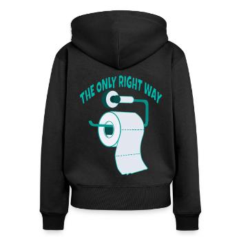 Toilettenpapier Der Richtige Weg lustiges - Frauen Premium Bio Zip Hoodie - Schwarz - Hinten - Julia (174cm)