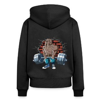 Fitness Training Pompes Walrus Deadlift Fitness - Sweat à capuche zippé Premium bio Femme - noir - Dos - Julia (174cm)