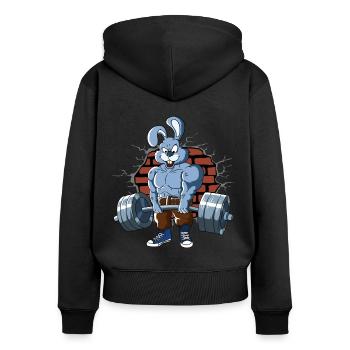 Fitnesstraining Pumpernickel Kreuzheben Fitness - Frauen Premium Bio Zip Hoodie - Schwarz - Hinten - Julia (174cm)