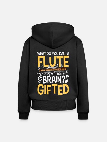 Flute With Brain - Gifted - Frauen Premium Bio Zip Hoodie - Schwarz