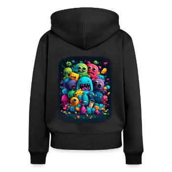 Streetstyle Monster Graffiti Kunst Streetart - Frauen Premium Bio Zip Hoodie - Schwarz - Hinten - Julia (174cm)