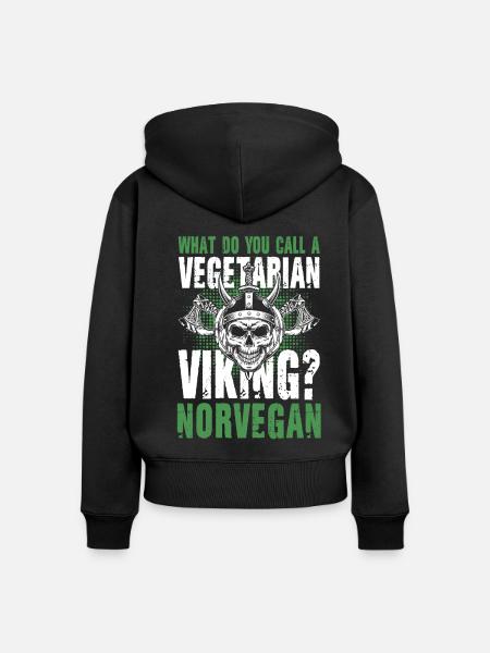 Vegetarian Viking Norvegan - Frauen Premium Bio Zip Hoodie - Schwarz
