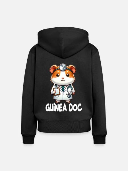 Doktor Meerschweinchen - Frauen Premium Bio Zip Hoodie - Schwarz