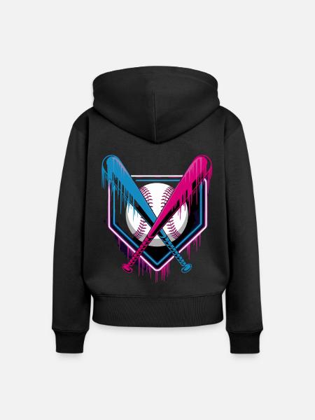 Baseball Leidenschaft Neon Stil - Frauen Premium Bio Zip Hoodie - Schwarz