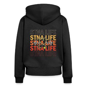 STNA Staatlich geprüfte Pflegeassistentin - Frauen Premium Bio Zip Hoodie - Schwarz - Hinten - Julia (174cm)