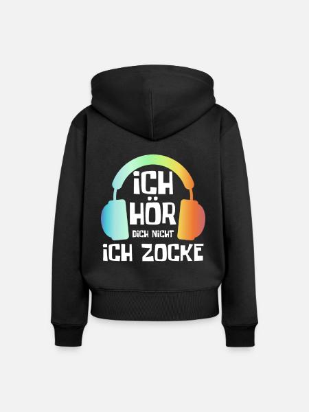Gaming Zocken Zocker - Frauen Premium Bio Zip Hoodie - Schwarz