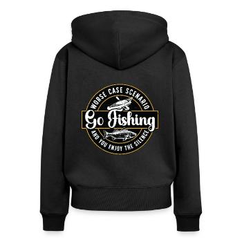 Kayak Fishing Worse Case Scenario Go Paddling - Women's Premium Organic Zip Hoodie - black - Back - Julia (174cm)