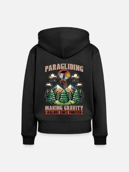 Paragliding Making Gravity Jealous Parachuting - Frauen Premium Bio Zip Hoodie - Schwarz